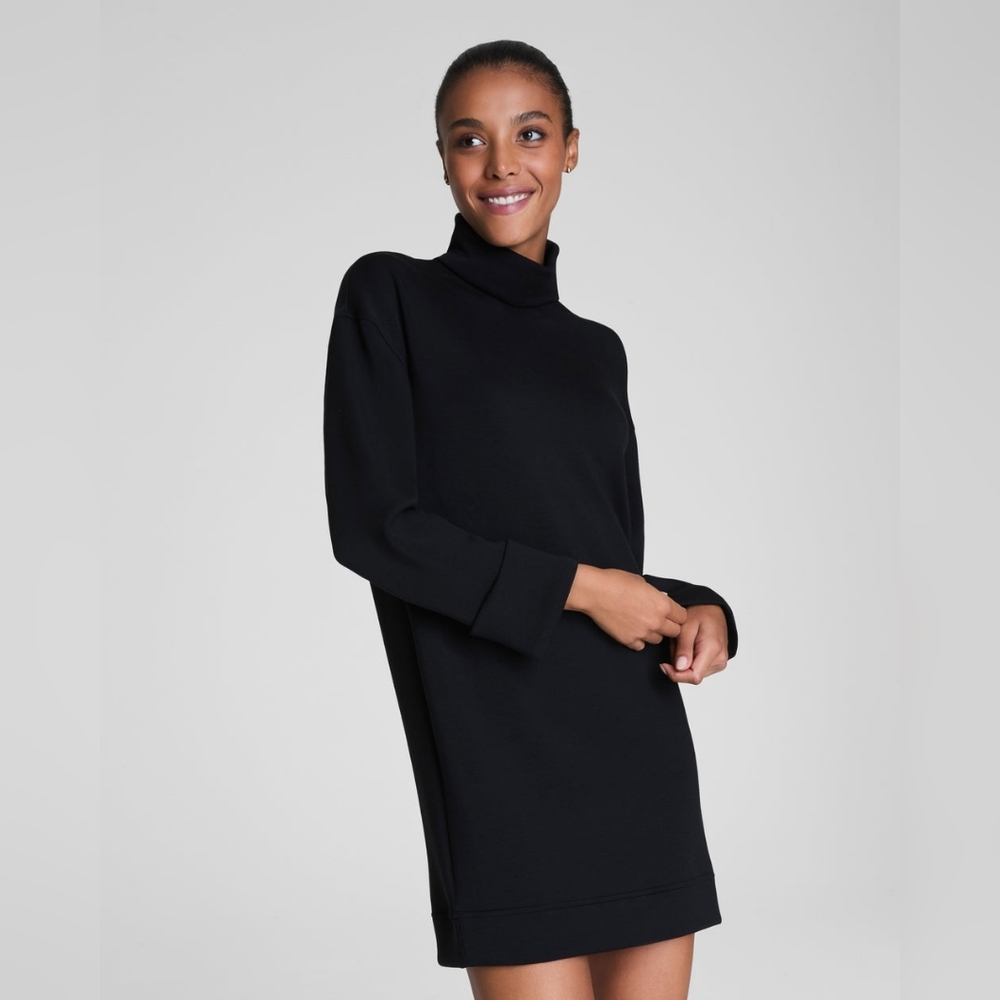 NWT SPANX Essential Black Turtleneck Sweater Long Sleeves Minidress Sz Medium